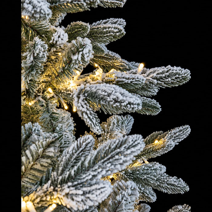 12'Hx88"W PE Frosted Sheldon Fir Artificial Christmas Tree, Micro LED Pre-Lit -White/Green - C200494