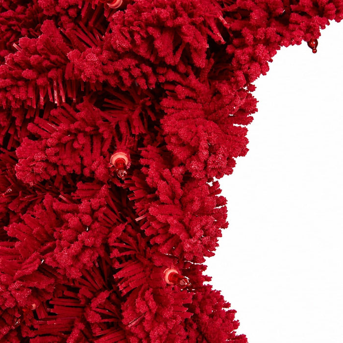 48" Flocked Artificial Valentino Artificial Wreath, LED Pre-Lit (Red) -Red - C200569