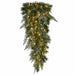 48" PE Frosted Artificial Brighton Pine Teardrop Swag, Micro LED Pre-Lit -Green/White (Pack of 2) - C200944