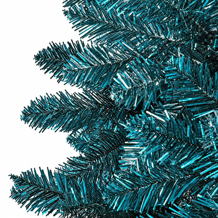 7'6"Hx39"W Tinsel Ombre Artificial Christmas Tree, Unlit -Silver/Blue - C201010