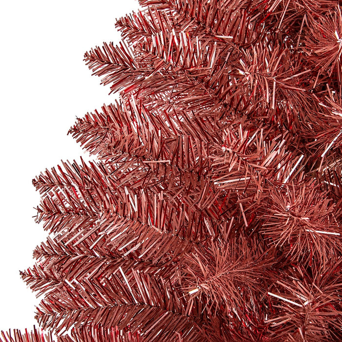 7'6"Hx39"W Tinsel Ombre Artificial Christmas Tree, Unlit -Pink/Red - C201070