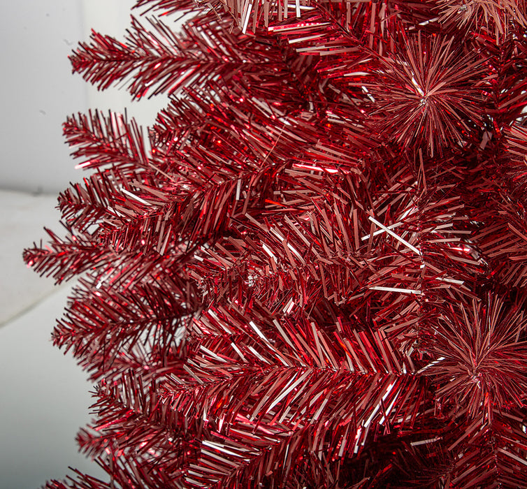 5'Hx30"W Ombre PVC Tinsel Artificial Christmas Tree w/Stand -Pink/Red - C201060
