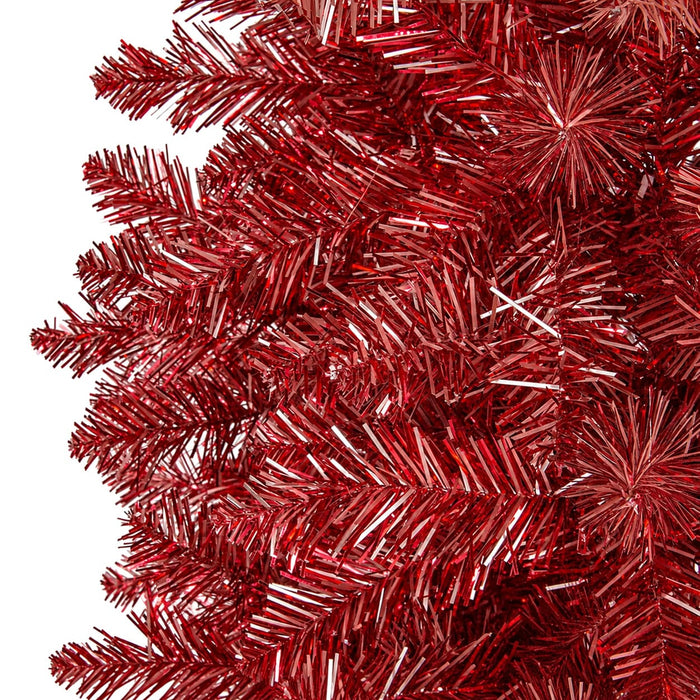 7'6"Hx39"W Tinsel Ombre Artificial Christmas Tree, Unlit -Pink/Red - C201070