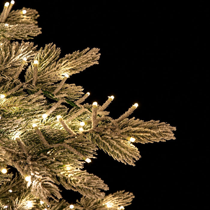 12'Hx82"W PE Frosted Highland Spruce Cluster Artificial Christmas Tree, Micro LED Pre-Lit -White/Green - C201254