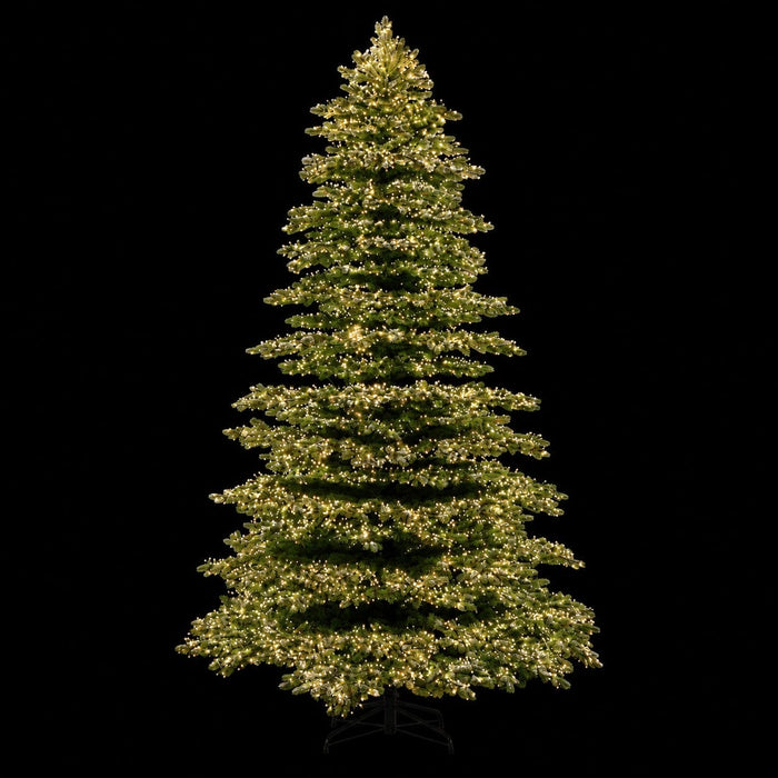 9'Hx69"W PE Frosted Highland Spruce Cluster Artificial Christmas Tree, Micro LED Pre-Lit -White/Green - C201244