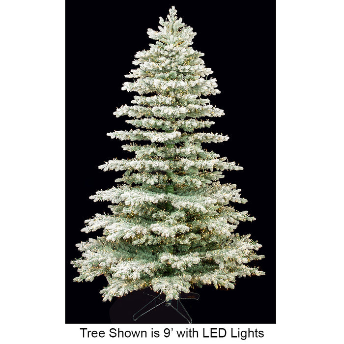 12'Hx82"W PE Frosted Highland Spruce Cluster LED-Lighted Artificial Christmas Tree w/Stand -White/Green - C201254