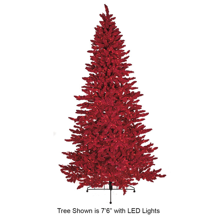 12'Hx77"W Snowed Valentino Tinsel Red LED-Lighted Artificial Christmas Tree w/Stand -Red - C201559