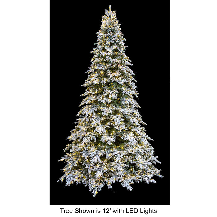 15'Hx108"W PE Frosted Black Mountain Spruce LED-Lighted Artificial Christmas Tree w/Stand -White/Green - C201564