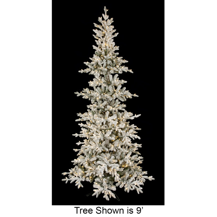 7'6"Hx49"W PE Flocked Hartford Spruce Artificial Christmas Tree, LED Pre-Lit -White/Green - C210054