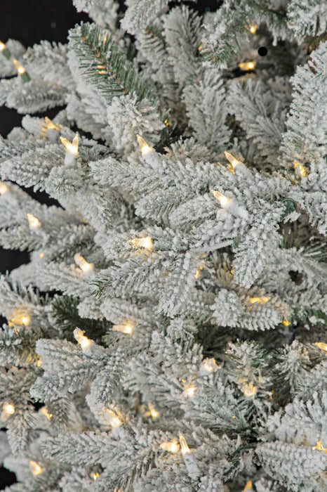 9'Hx51"W PE Snowed Hartford Spruce LED-Lighted Artificial Christmas Tree w/Stand -White/Green - C210064
