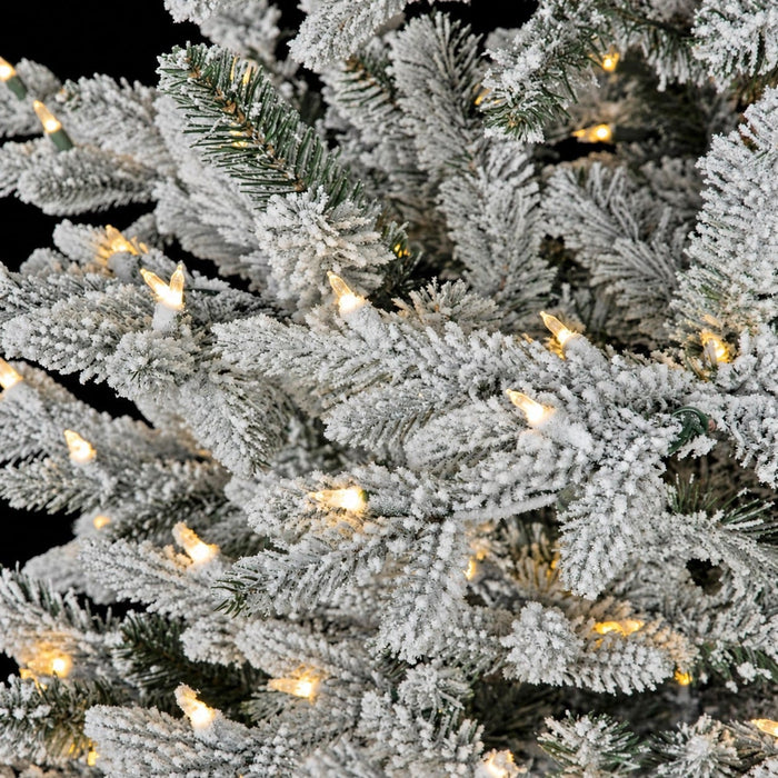 9'Hx51"W PE Flocked Hartford Spruce Artificial Christmas Tree, LED Pre-Lit -White/Green - C210064