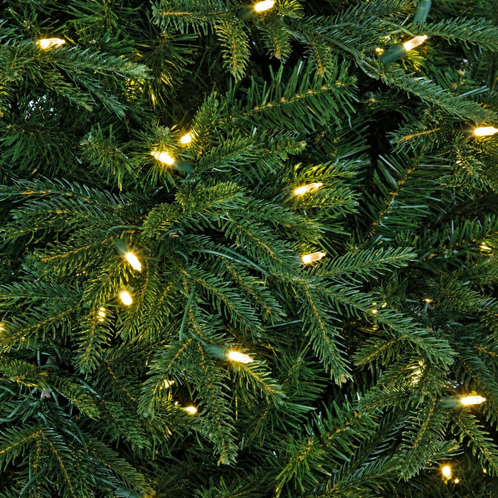 12'Hx90"W PE Fluff-Free Cordova Fir Artificial Christmas Tree, LED Pre-Lit -Green - C210264