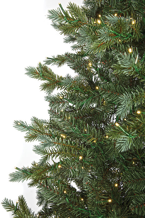 7'6"Hx53"W PE Grand Spruce Artificial Christmas Tree, Micro LED Pre-Lit -Green/Blue - C220204