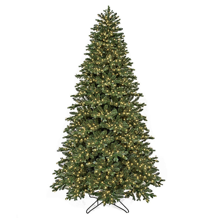 9'Hx59"W PE Mixed Grand Spruce LED-Lighted Artificial Christmas Tree w/Stand -Green/Blue - C220214