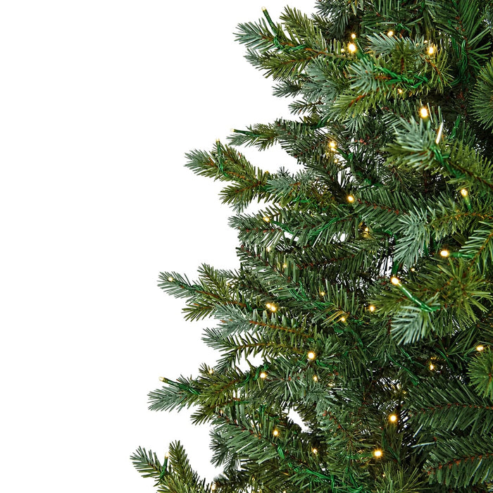 9'Lx12"W PE Grand Spruce Artificial Garland, Micro LED Pre-Lit -Green/Blue - C220224