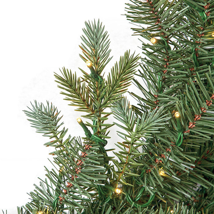 24" PE Artificial Blue Grand Fir Wreath, Micro LED Pre-Lit -Green/Blue - C220234