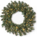 24" PE Artificial Blue Grand Fir Wreath, Micro LED Pre-Lit -Green/Blue - C220234