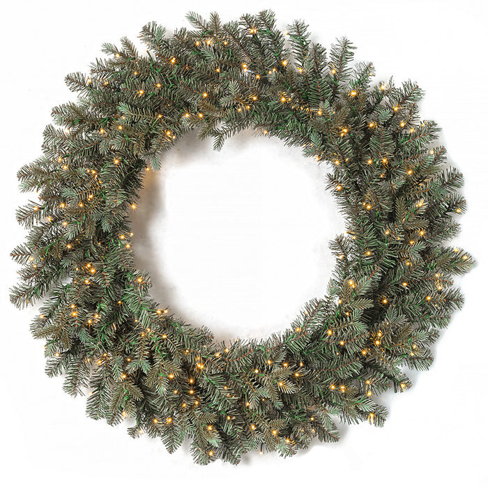 36" PE Artificial Blue Grand Fir Wreath, Micro LED Pre-Lit -Green/Blue - C220244