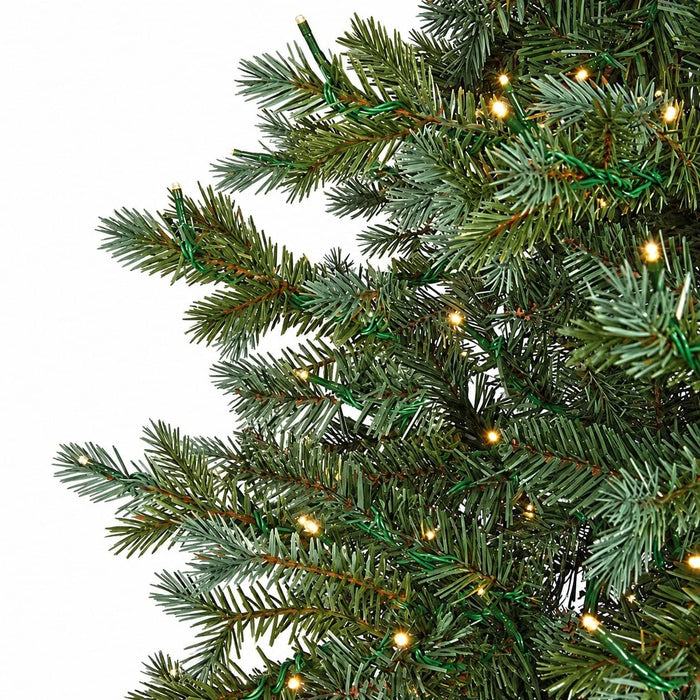 9'Hx47"W PE Slim Grand Spruce Artificial Christmas Tree, Micro LED Pre-Lit -Green/Blue - C220254
