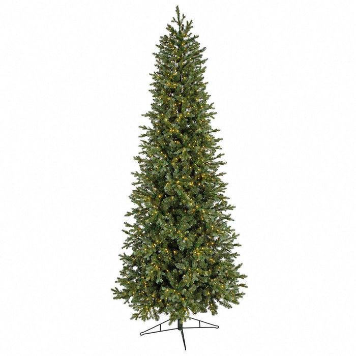 12'Hx59"W PE Slim Grand Spruce Artificial Christmas Tree, Micro LED Pre-Lit -Green/Blue - C220284