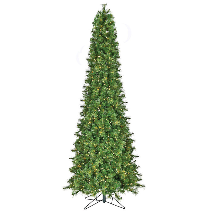 9'Hx44"W Mika Pencil Pine Multi Functional LED-Lighted Artificial Christmas Tree w/Stand -Green - C220574