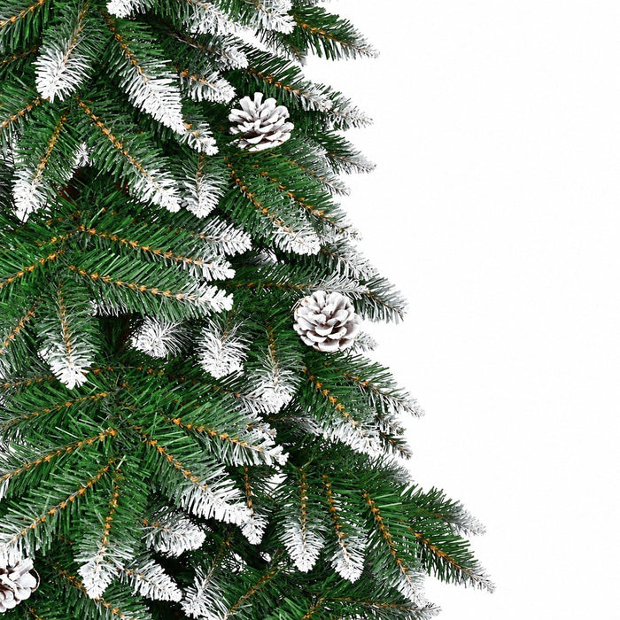 5'Hx30"W Snow Tipped Alpine & Pinecone Artificial Christmas Tree, Unlit -Green/White - C-220940