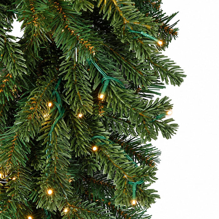 9'Lx18"W PE Pacific Fir Artificial Garland, Micro LED Pre-Lit -Green - C-230044