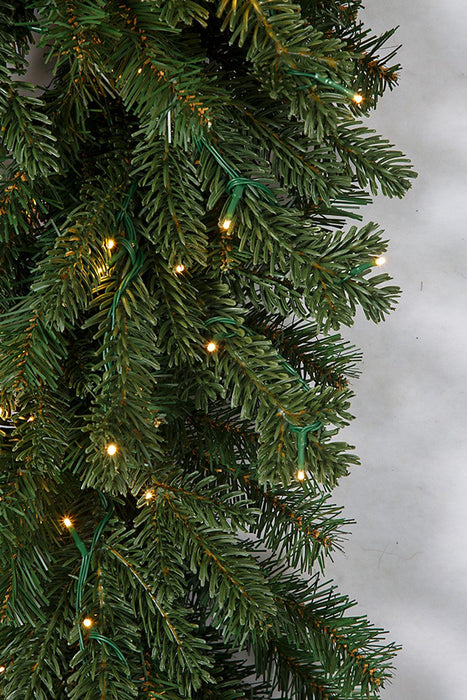 7'6"Hx53"W PE Pacific Fir Artificial Christmas Tree, Micro LED Pre-Lit -Green - C-230074