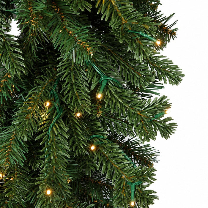 7'6"Hx53"W PE Pacific Fir Artificial Christmas Tree, Micro LED Pre-Lit -Green - C-230074