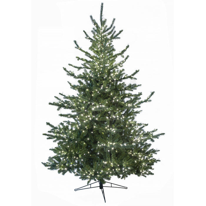 7'6"Hx53"W PE Pacific Fir Artificial Christmas Tree, Micro LED Pre-Lit -Green - C-230074
