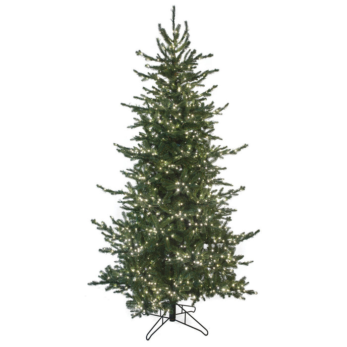 9'Hx53"W PE Pacific Fir Artificial Christmas Tree, Micro LED Pre-Lit -Green - C-230084