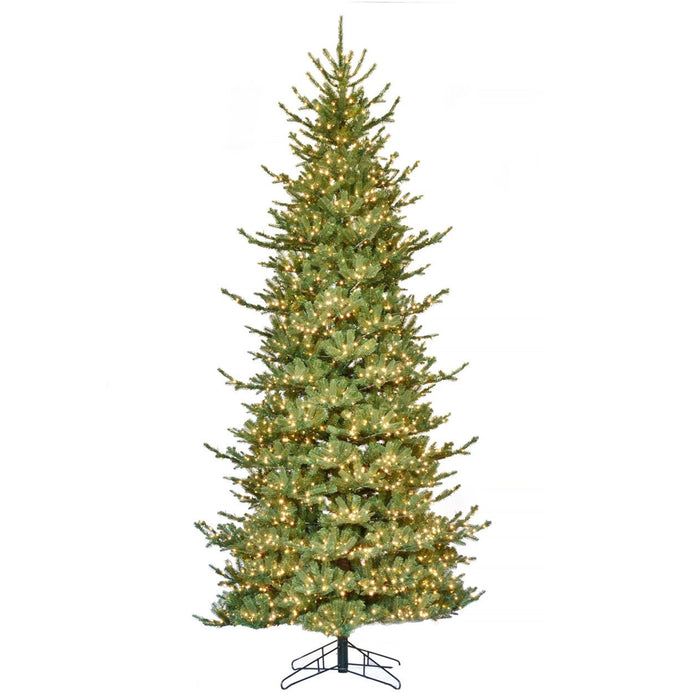 12'Hx53"W PE Pacific Fir Artificial Christmas Tree, Micro LED Pre-Lit -Green - C-230094