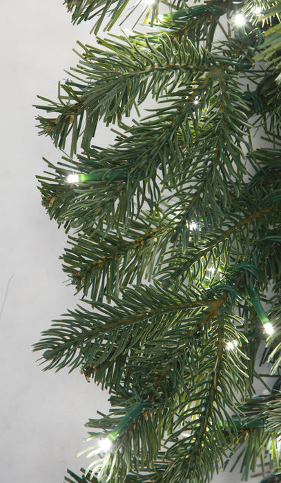 9'Lx16"W PE Cumberland Fir Artificial Garland, Micro LED Pre-Lit -Green - C-230184