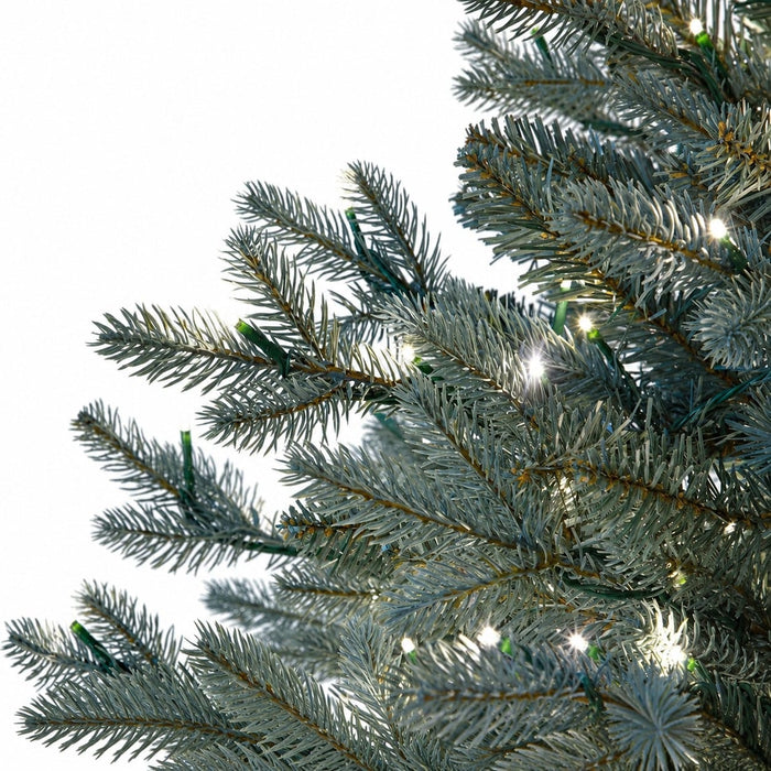 15'Hx76"W PE Blue Swiss Pine Artificial Christmas Tree, Micro LED Pre-Lit -Green/Blue - C-231854