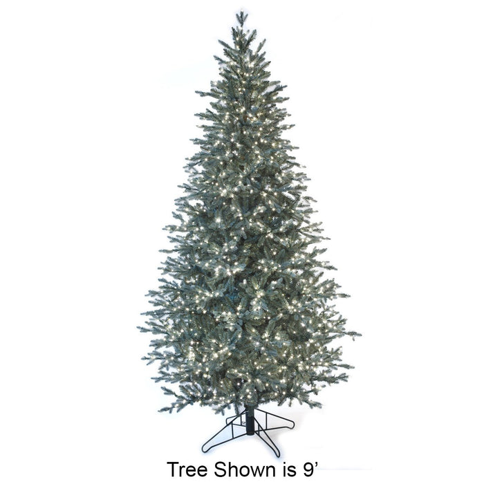 12'Hx66"W PE Blue Swiss Pine Artificial Christmas Tree, Micro LED Pre-Lit -Green/Blue - C-230264
