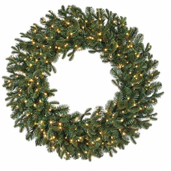 48" PE Georgia Fir Artificial Wreath, Micro LED Pre-Lit -Green - C-230444