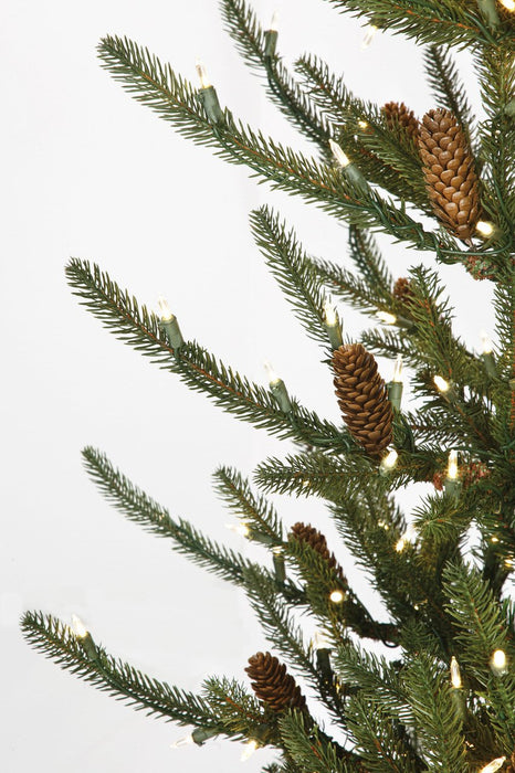 9'Hx58"W PE Siberian Blue Spruce & Pinecone LED-Lighted Artificial Christmas Tree w/Stand -Green - C-230514