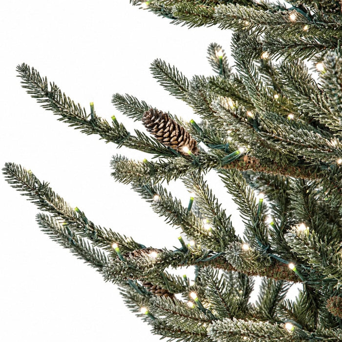 15'Hx79"W PE Flocked Siberian Blue Spruce & Pinecone Artificial Christmas Tree, Micro LED Pre-Lit -Green - C-240544