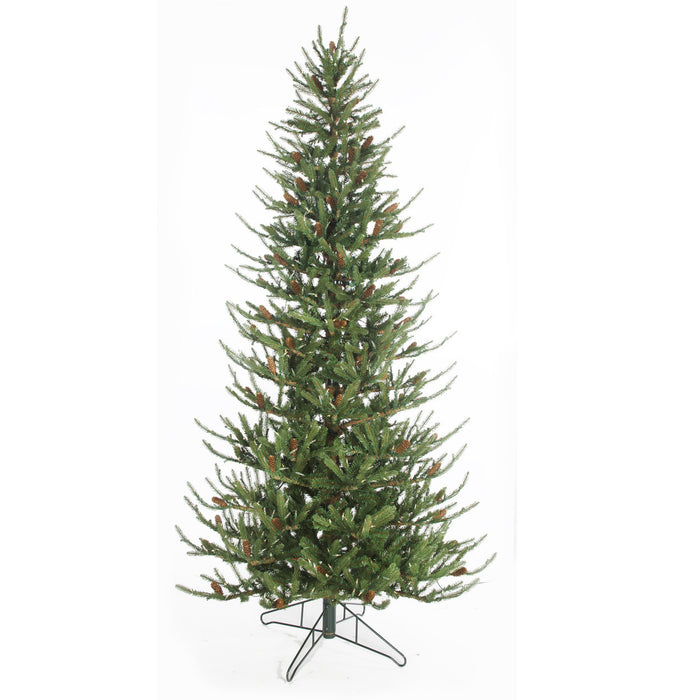9'Hx58"W PE Flocked Siberian Blue Spruce & Pinecone Rice Artificial Christmas Tree w/Stand -Green - C-230540