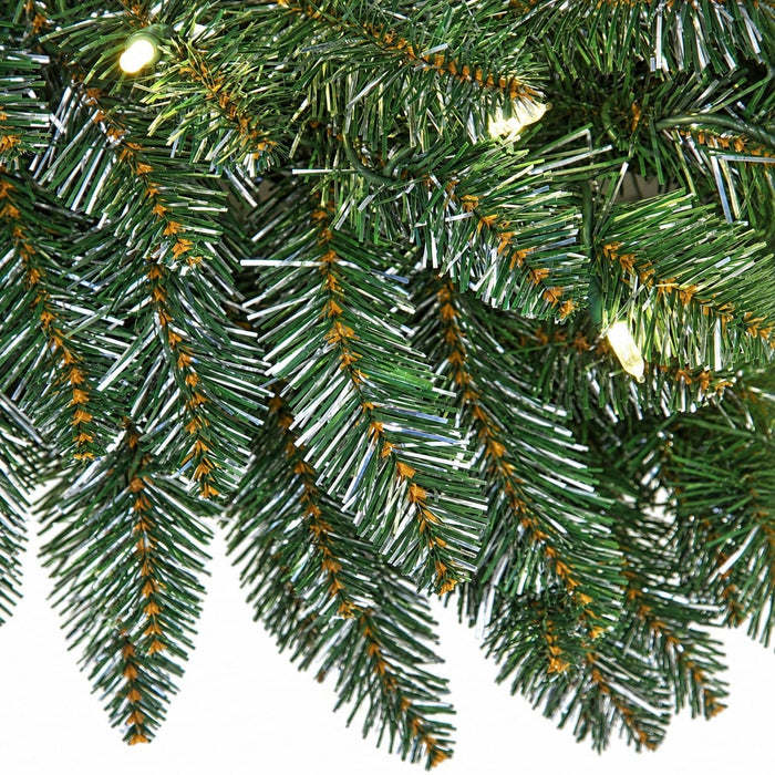 9'Hx50"W Tinsel Vintage Artificial Christmas Tree, LED Pre-Lit -Green/Silver - C-230624