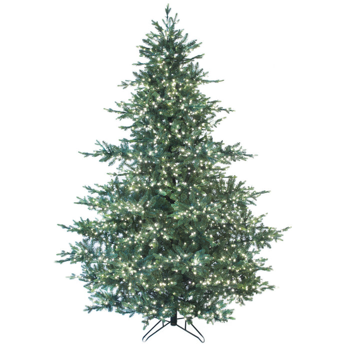 9'Hx81"W PE Montana Spruce Rice LED-Lighted Artificial Christmas Tree w/Stand -Green - C-230764