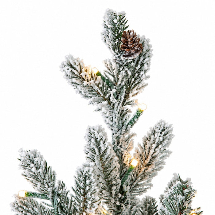 3'Hx22"W PE Flocked Spruce Artificial Table Christmas Tree w/Burlap Base, Micro LED Pre-Lit -White/Green - C-230964