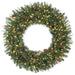 48" PE Artificial Mixed Pine & Pinecone LED-Lighted Hanging Wreath -Green - C-231064