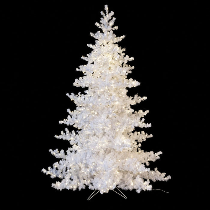 5'Hx44"W Pine Artificial Christmas Tree, Micro LED Pre-Lit (Warm White, Multi-Mode) -White - C-231114
