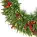 30" PE Artificial Mixed Oakhaven Wreath, Battery LED Pre-Lit -Green/Red - C-231184B