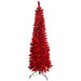 5'Hx20"W Flocked Valentino Pencil Artificial Christmas Tree, LED Pre-Lit (Red) -Red - C-231259