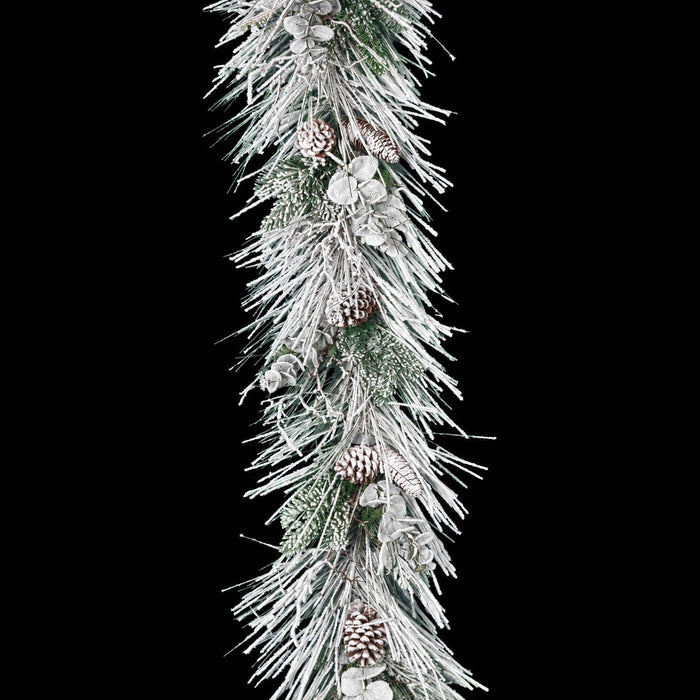 6'Lx14"W PE Flocked Whitehall Long Needle Pine & Pinecone Artificial Garland -White (Pack of 2) - C-231530