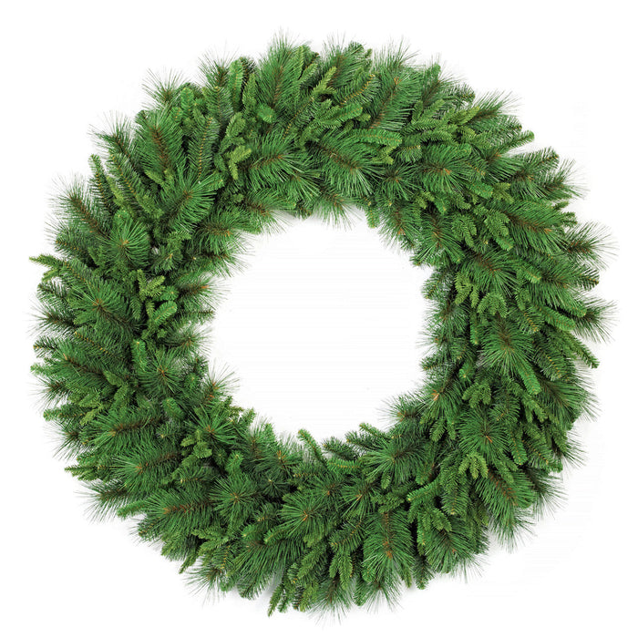 48" Outdoor UV-Resistant PE Soft-Touch Artificial Mixed Ledgemer Pine Wreath -Green - C-231630