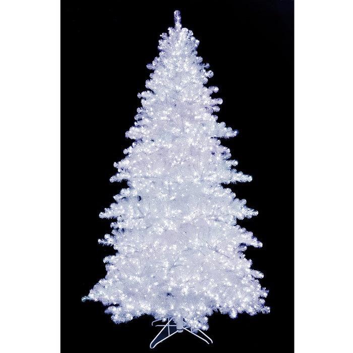7'6"Hx60"W Tinsel Iridescent Crystal White Full Pine Artificial Christmas Tree, Micro LED Pre-Lit (Cool White) -White - C-231815