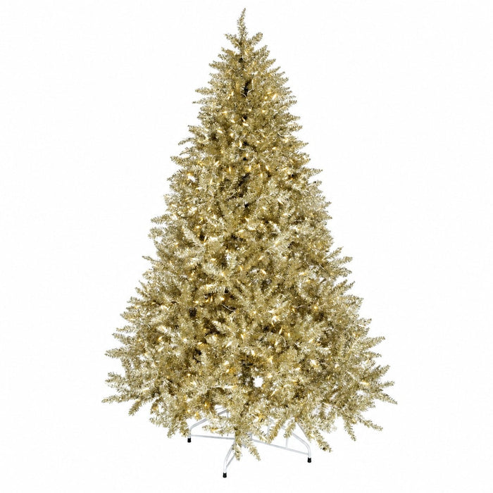 10'Hx84"W Tinsel Pine Artificial Christmas Tree, LED Pre-Lit -Champagne - C-231914